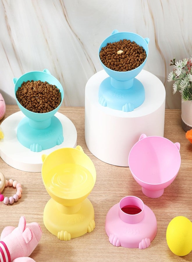 SilTriangle 4 Pcs Raised Elevated Cat Bowls for Indoor Cats Removable 15° Tilted Raised Kitty Food Bowls Plastic Extra Wide Feeding Dish for Food Water Anti Vomiting - Image 4